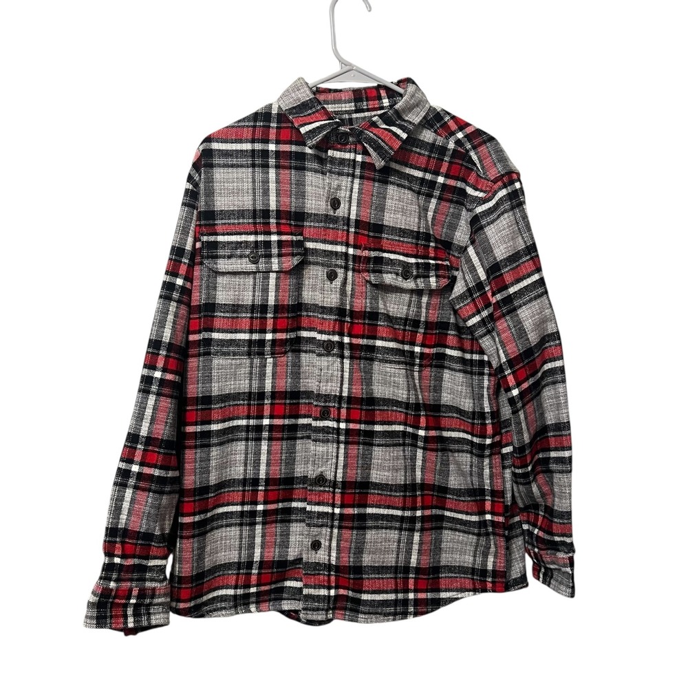 Red Head Brand Co Mens Large Plaid Heavy Flannel Shirt Red Black Long Sleeve